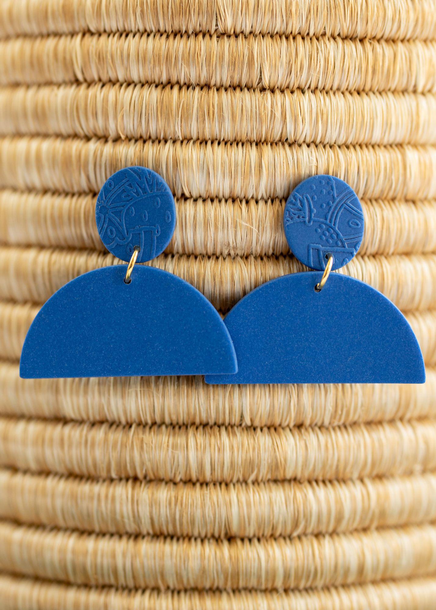Lapis Curve Statement Earrings - Mercy House Global