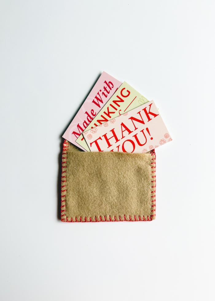 Hand-Stitched Felt Envelope with Cards