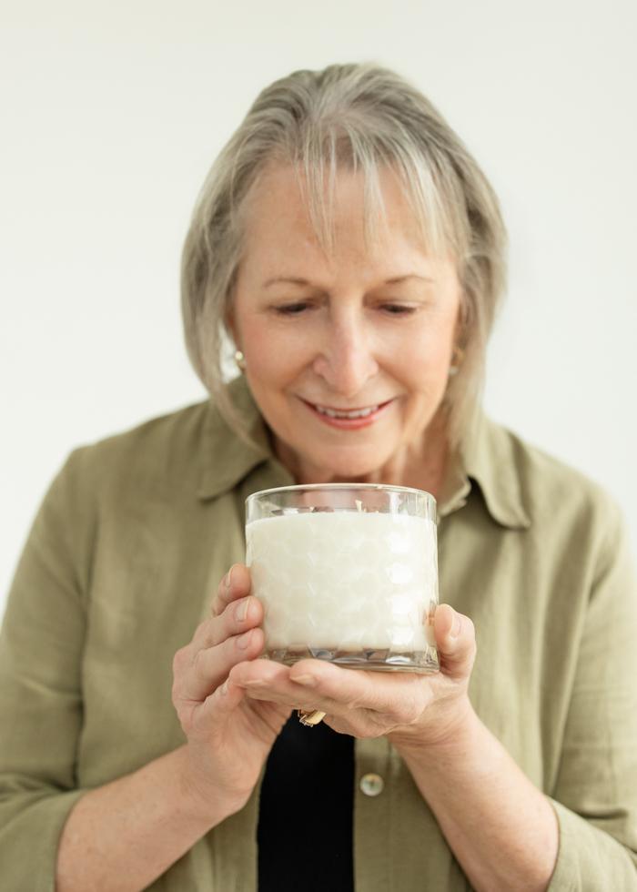 Sweet Amber + Coconut Candle | 13 oz Hexagon Glass - Mercy House Global