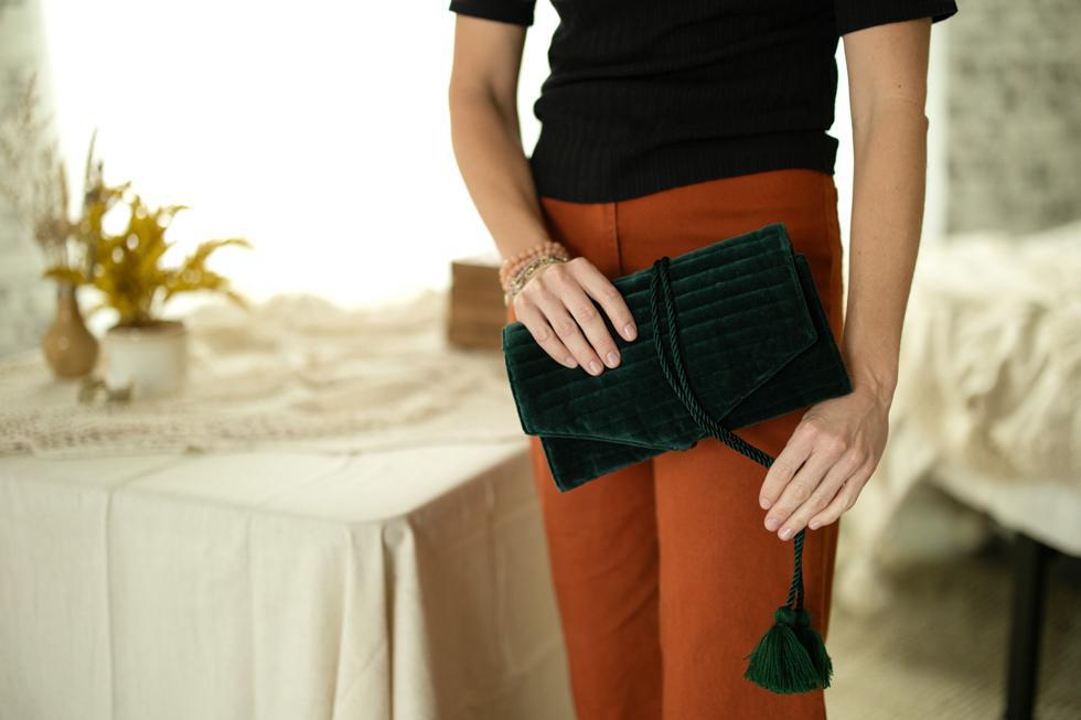 Emerald Velvet Jewelry Roll