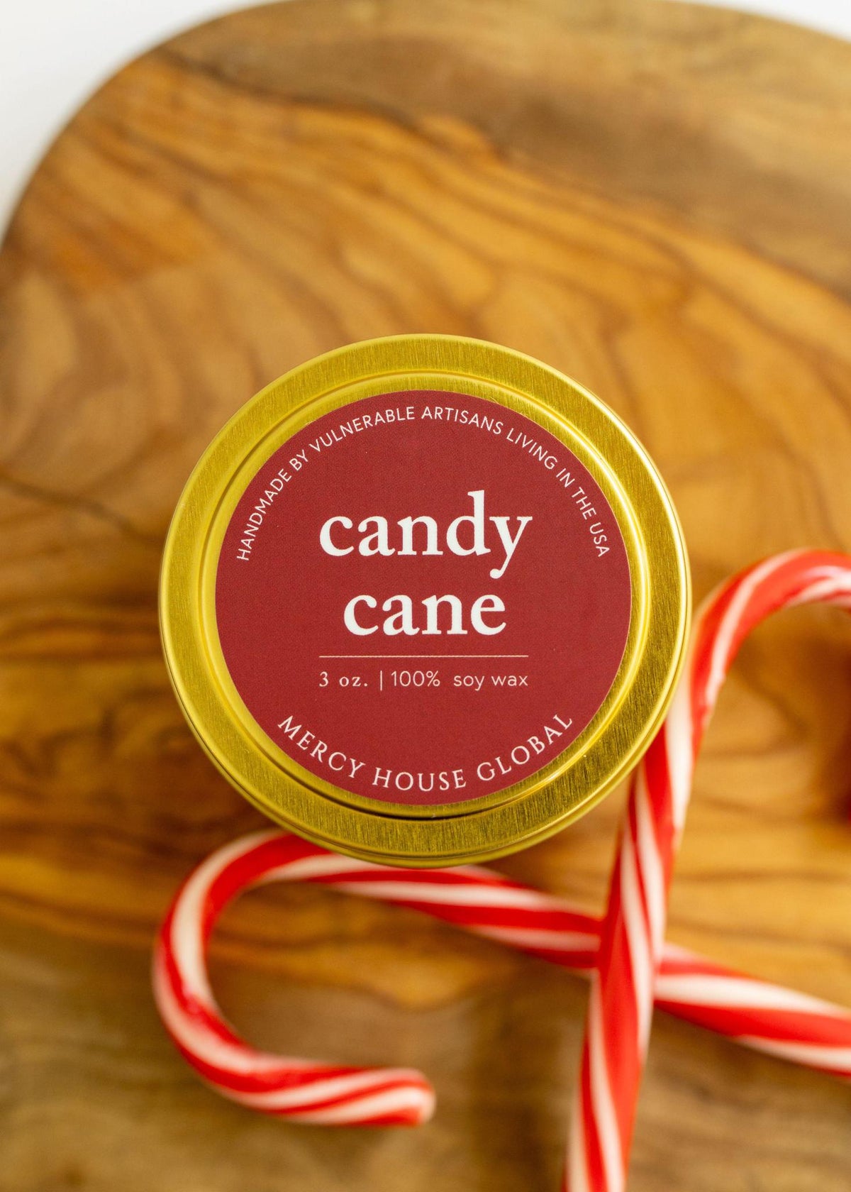Candy Cane Candle | 3 oz. Tin - Mercy House Global
