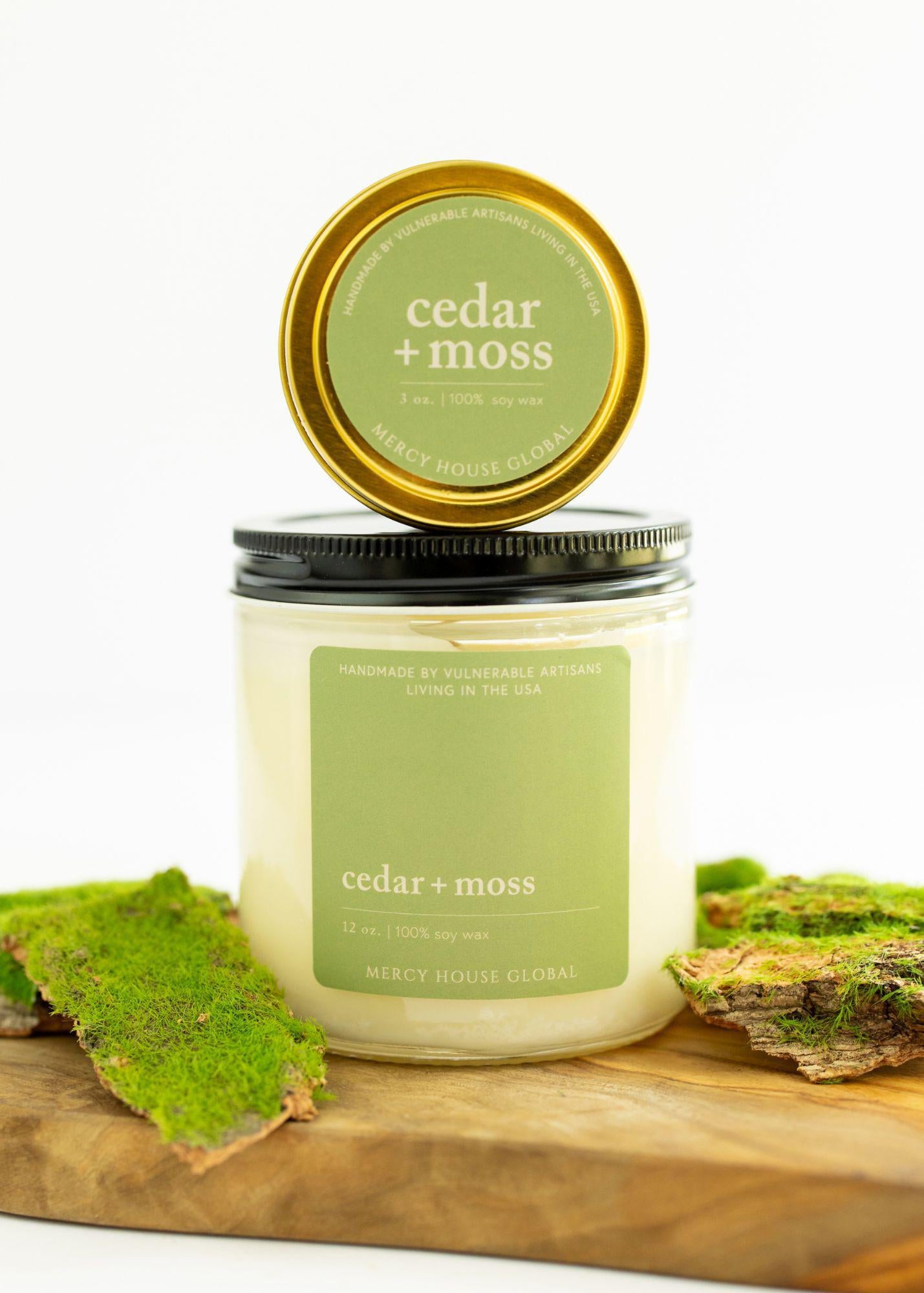 Cedar + Moss Candle | 12 oz. Glass Jar - Mercy House Global