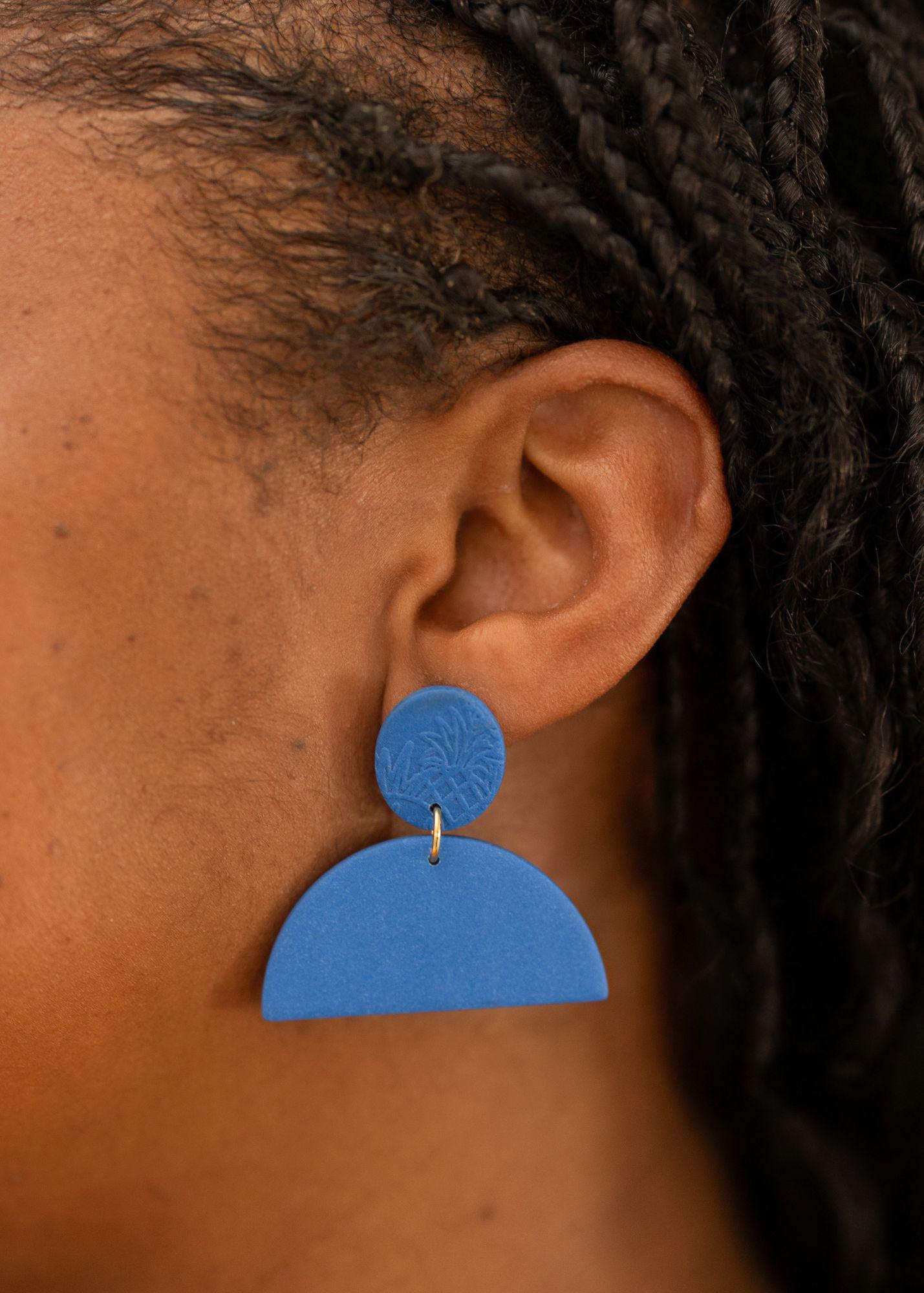 Lapis Curve Statement Earrings - Mercy House Global