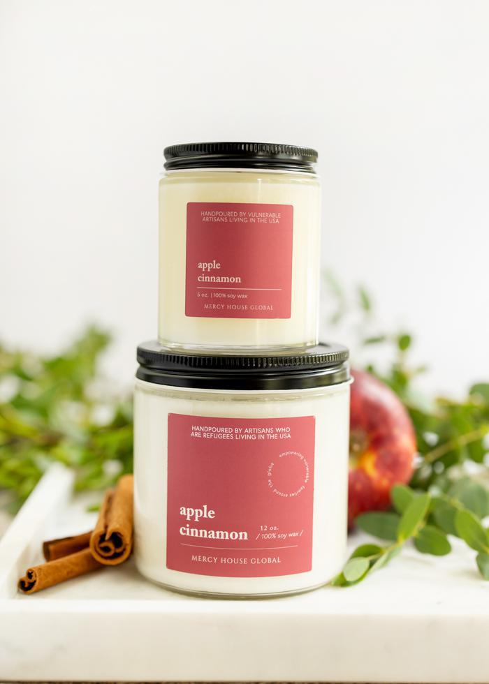 Apple Cinnamon Candle | 12 oz Glass Jar - Mercy House Global