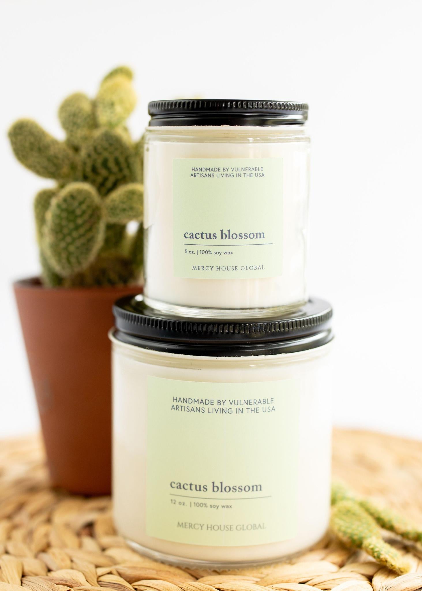Cactus Blossom Candle | 12 oz Glass Jar - Mercy House Global