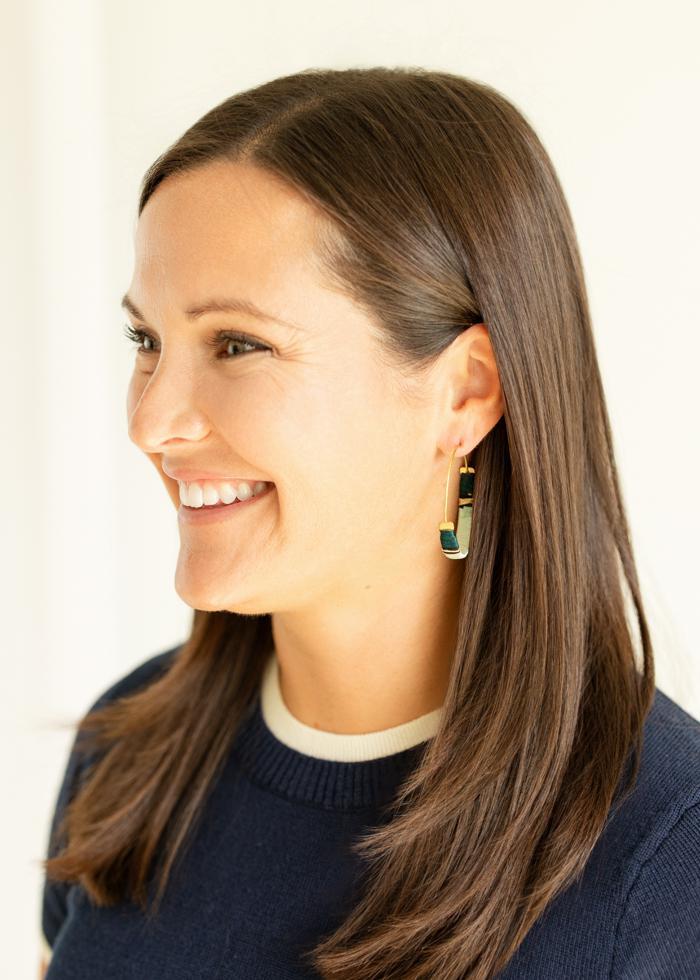 Blue Threaded Brass Hoops