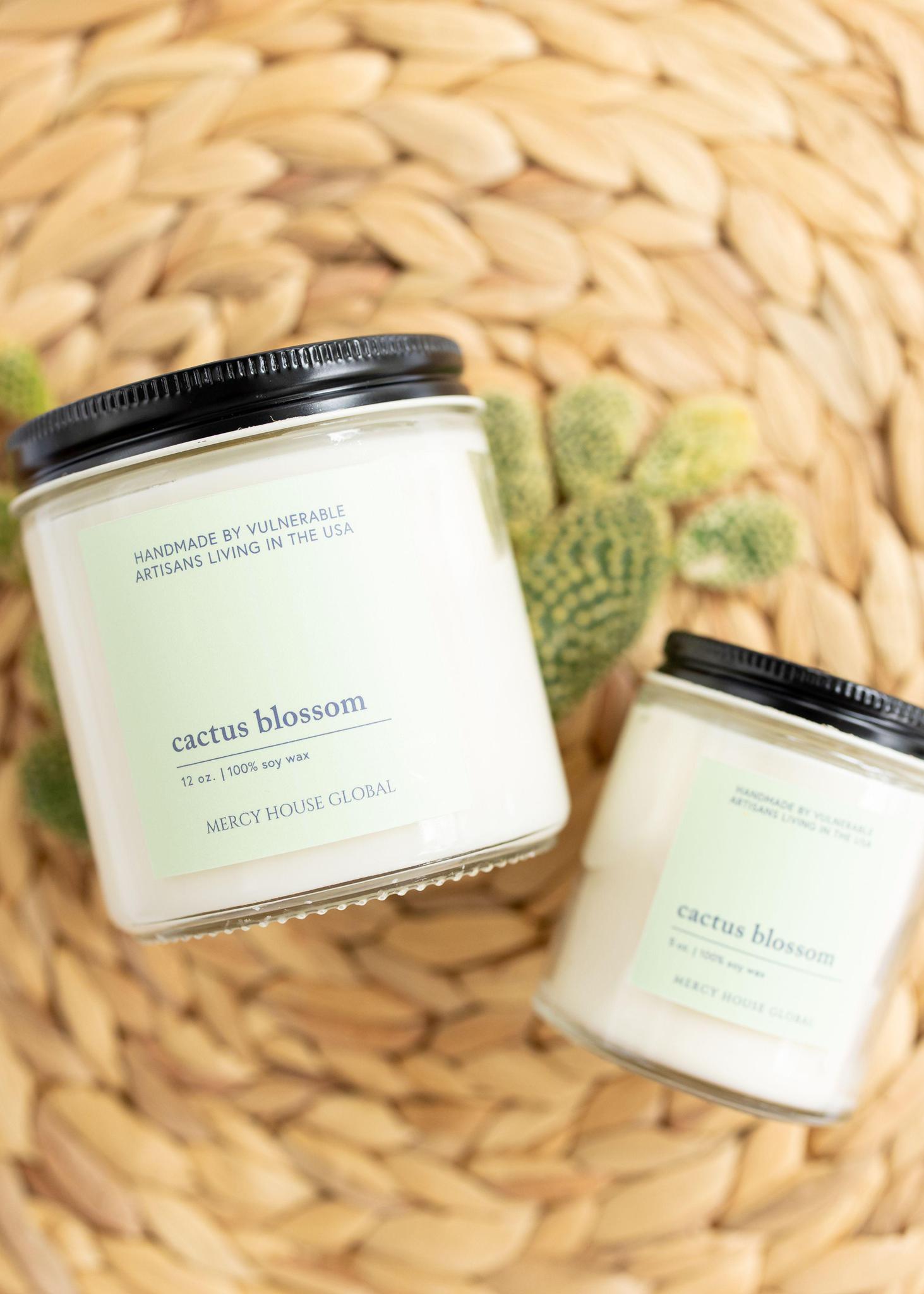 Cactus Blossom Candle | 12 oz Glass Jar - Mercy House Global