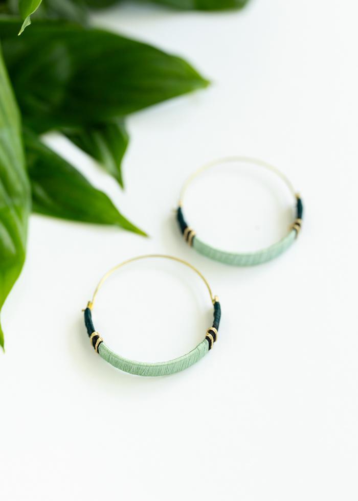 Blue Threaded Brass Hoops