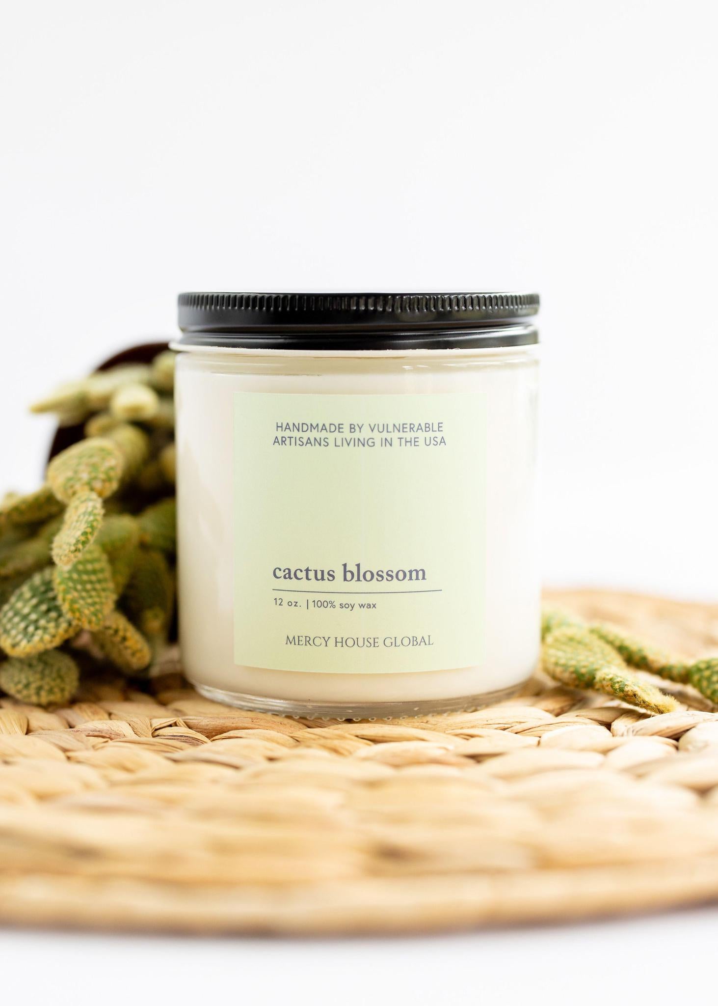 Cactus Blossom Candle | 12 oz Glass Jar - Mercy House Global