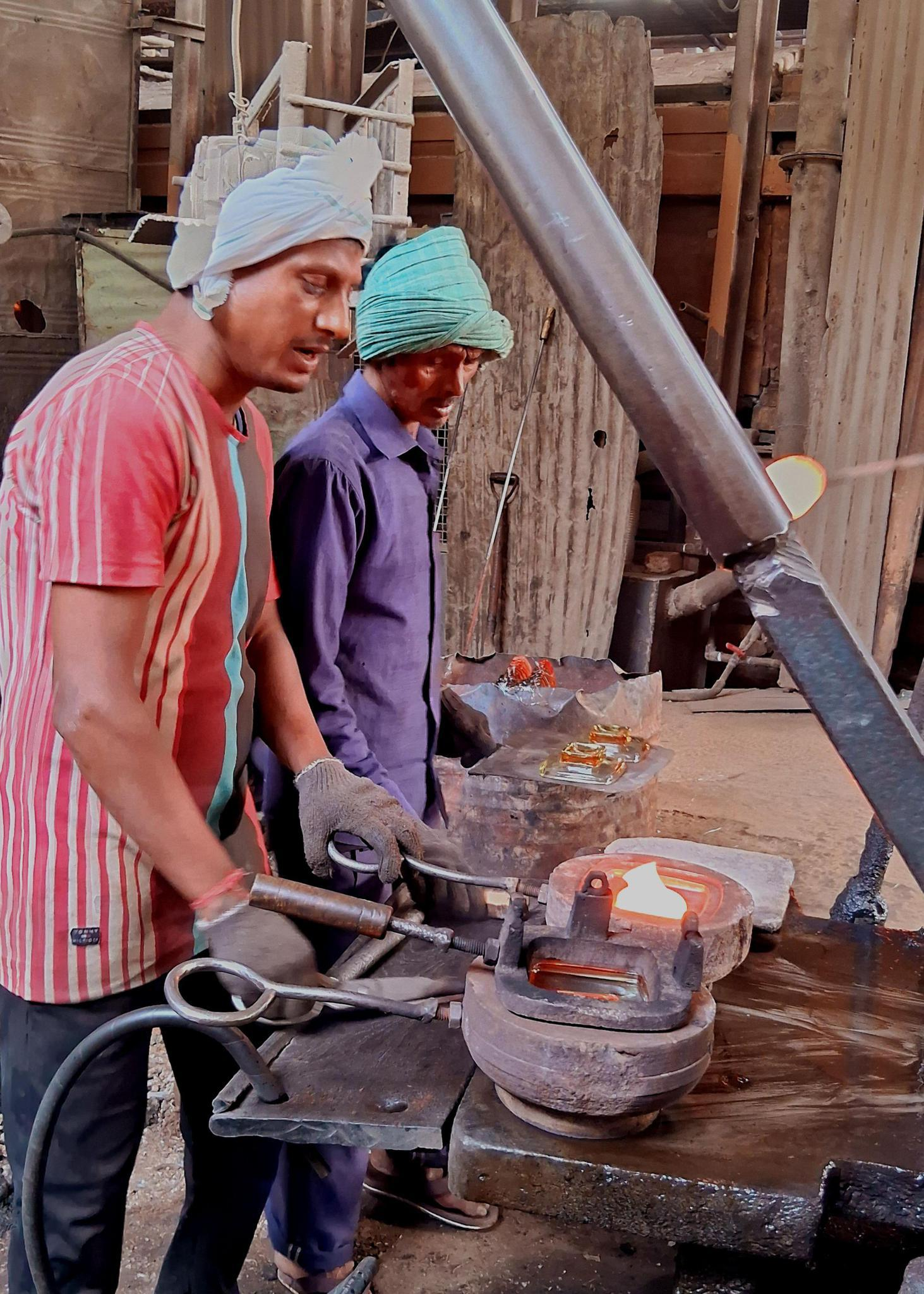 Teal Glass Bathroom Tray and Cup + Wooden Soap Saver - Mercy House Global