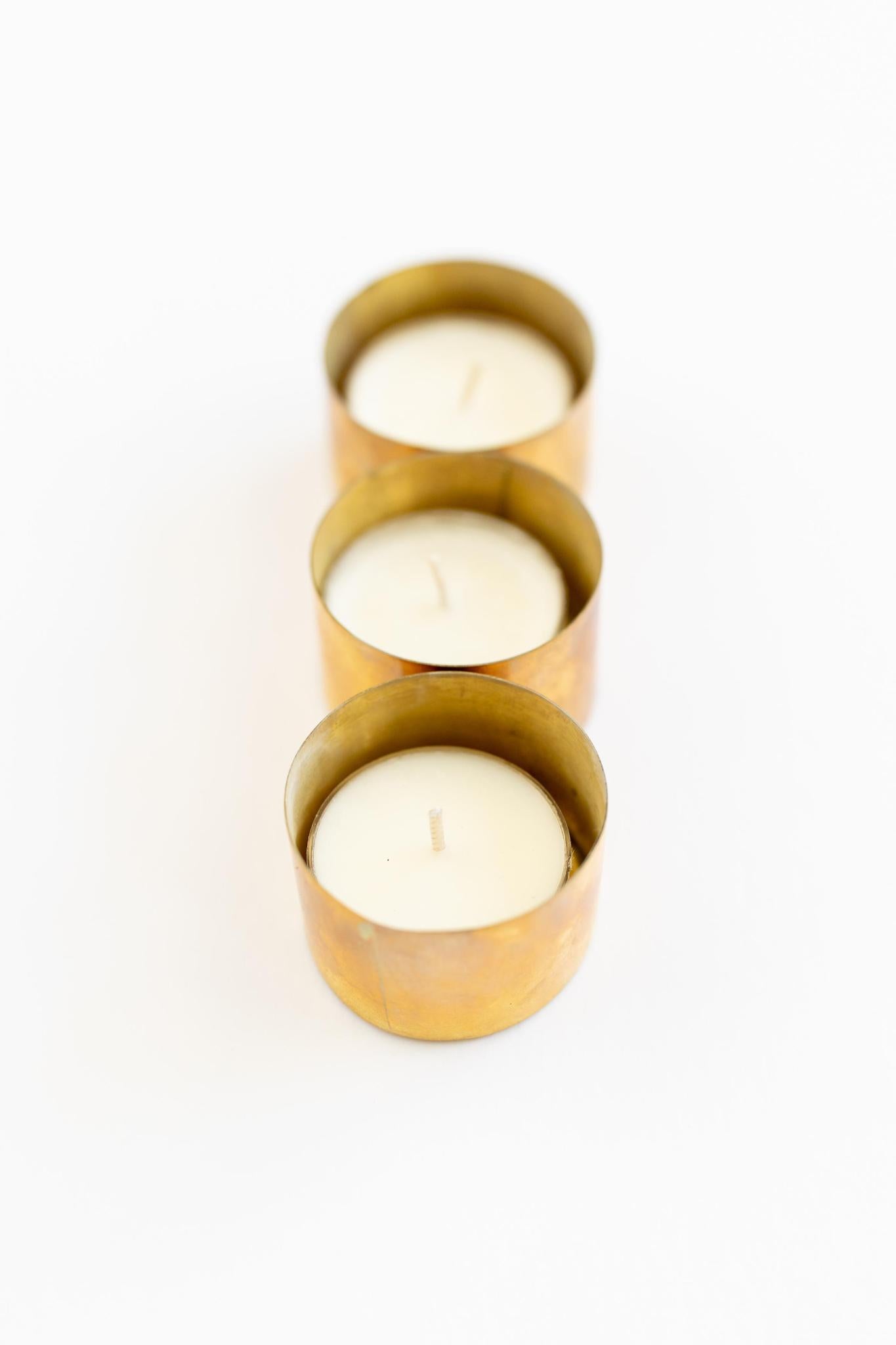 Brass Tealight Holders + FREE Frosted Juniper Tealights