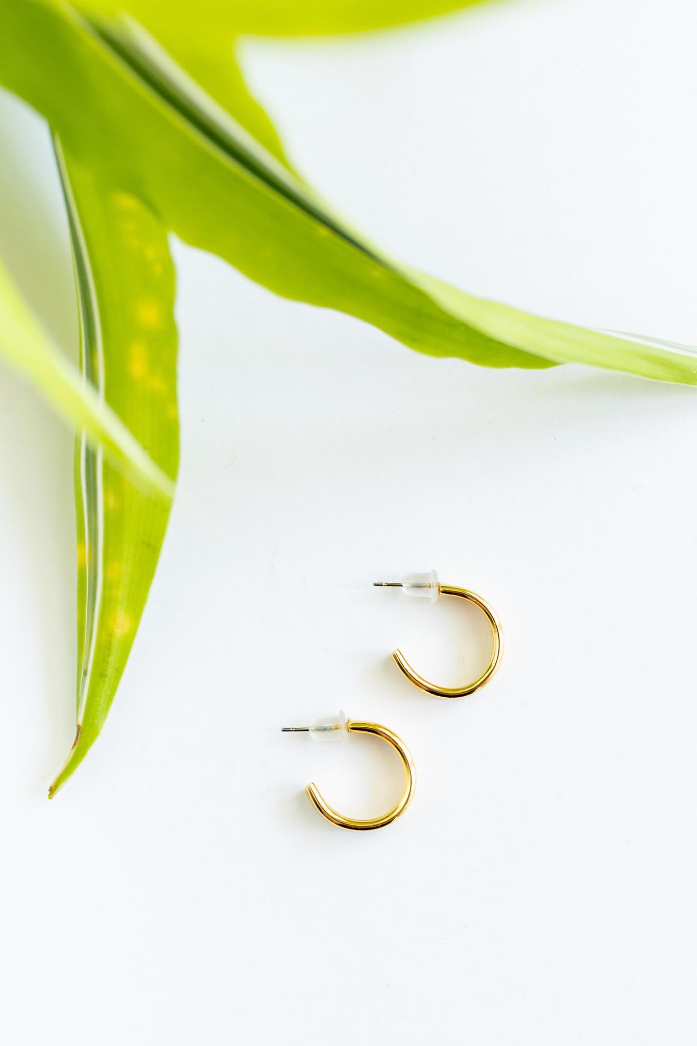 Gold Grooved Hoops