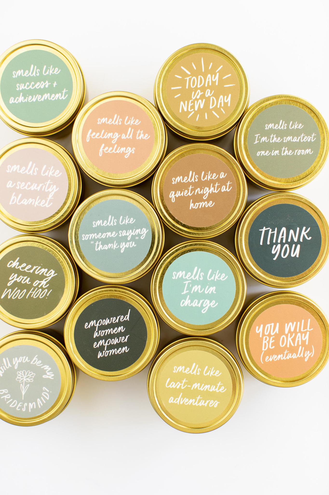 For Every Occasion 3 oz Tin Candles | 6 Sayings
