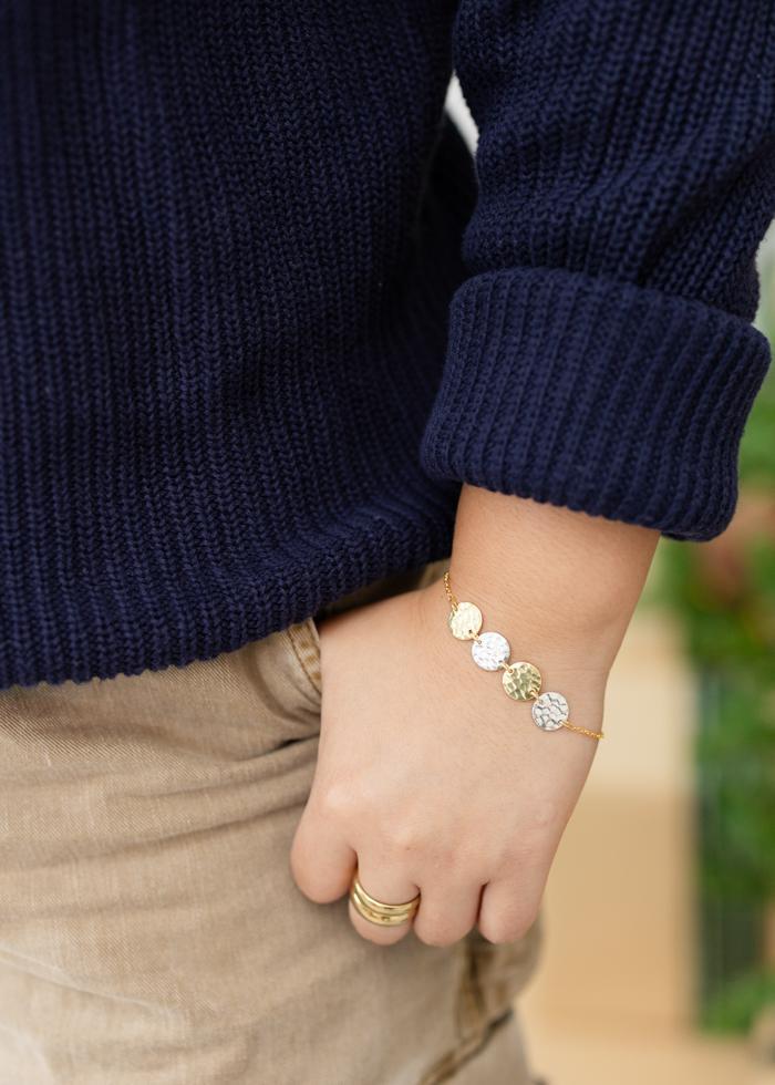 Mixed Metal Disc Bracelet