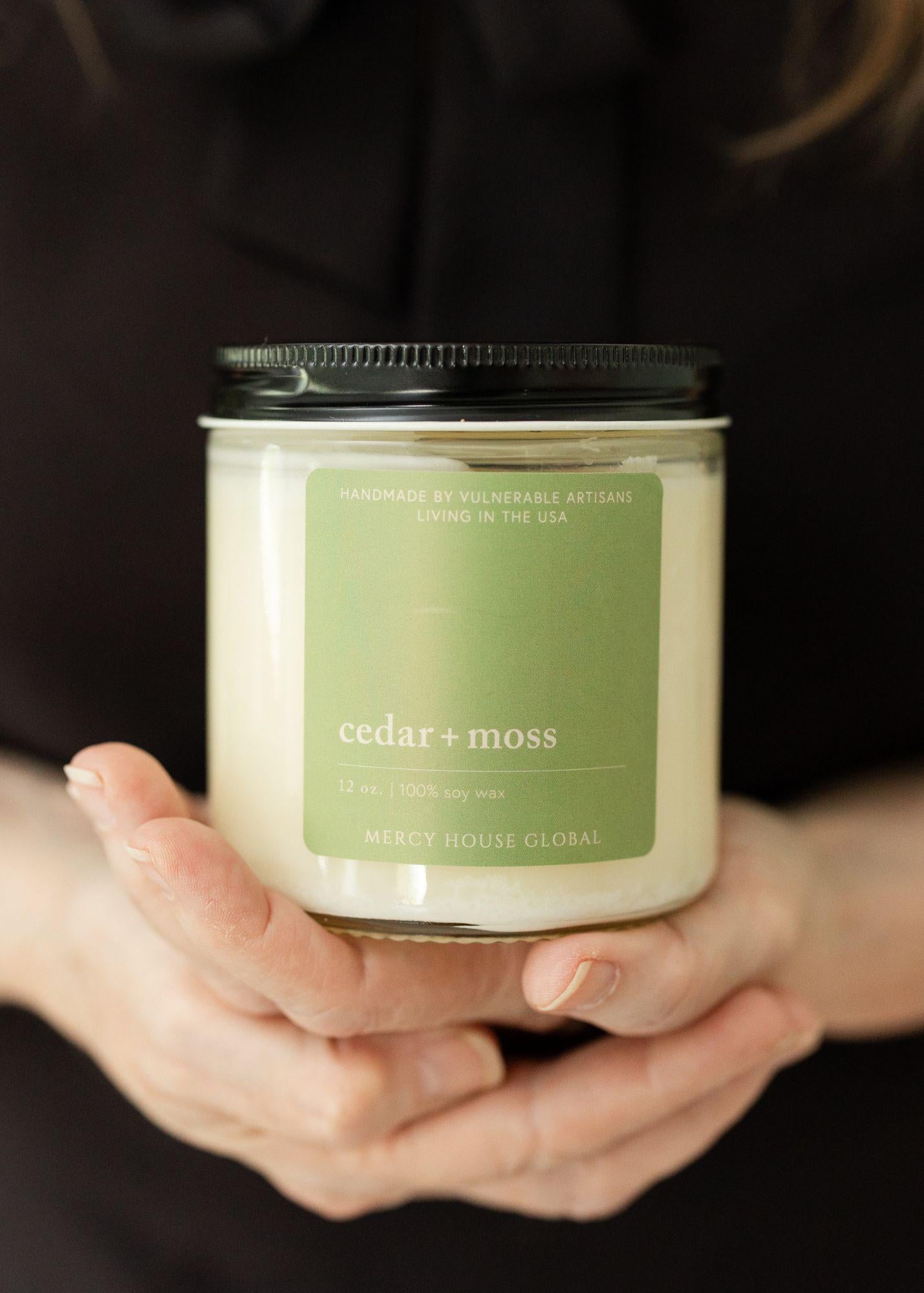 Cedar + Moss Candle | 12 oz. Glass Jar - Mercy House Global