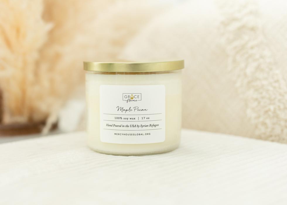 Maple Pecan Candle | 17 oz Grace Flame - Mercy House Global