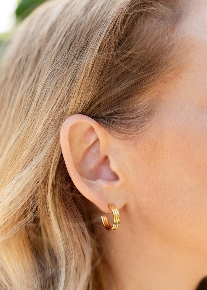 Gold Grooved Hoops