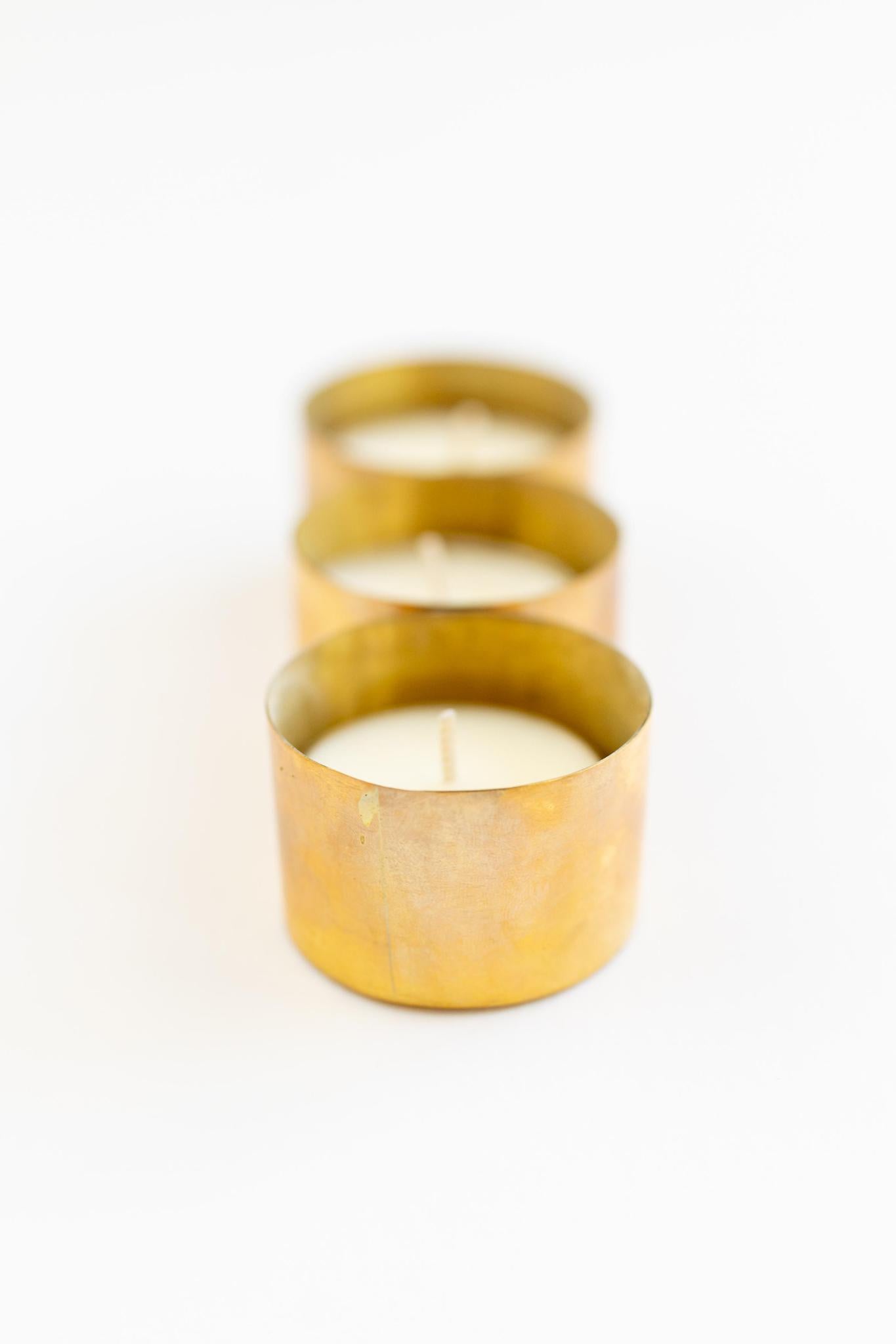 Brass Tealight Holders + FREE Frosted Juniper Tealights