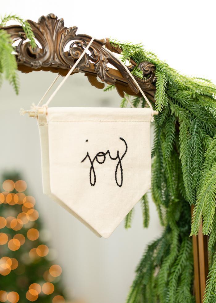 Hand-Embroidered Joy Pennant