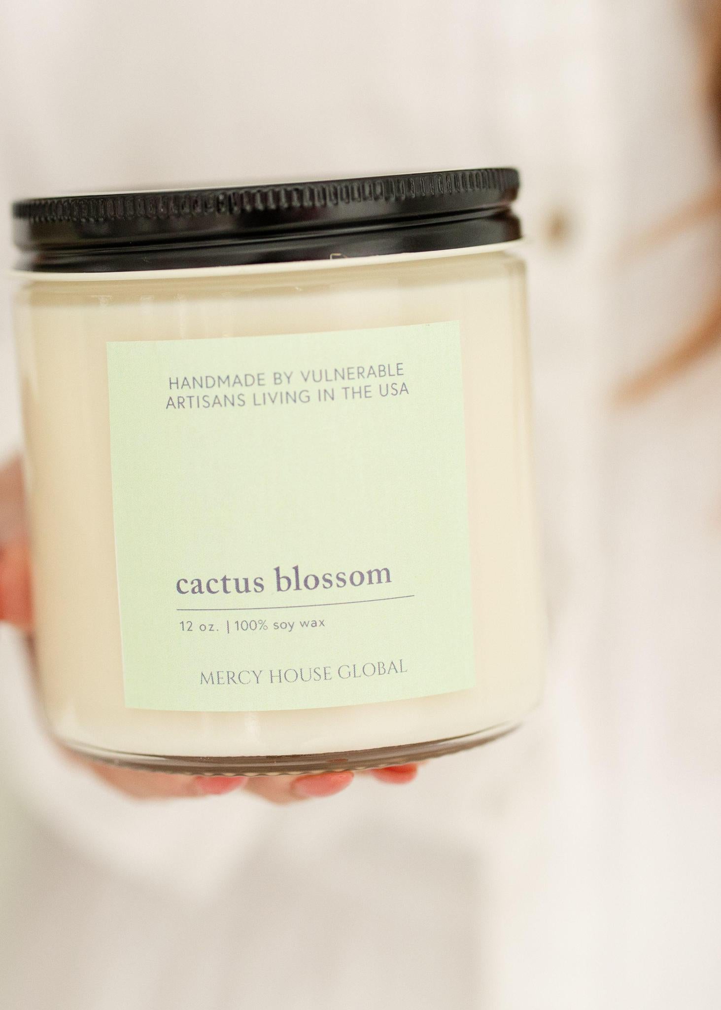 Cactus Blossom Candle | 12 oz Glass Jar - Mercy House Global