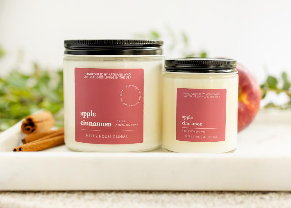 Apple Cinnamon Candle | 12 oz Glass Jar - Mercy House Global