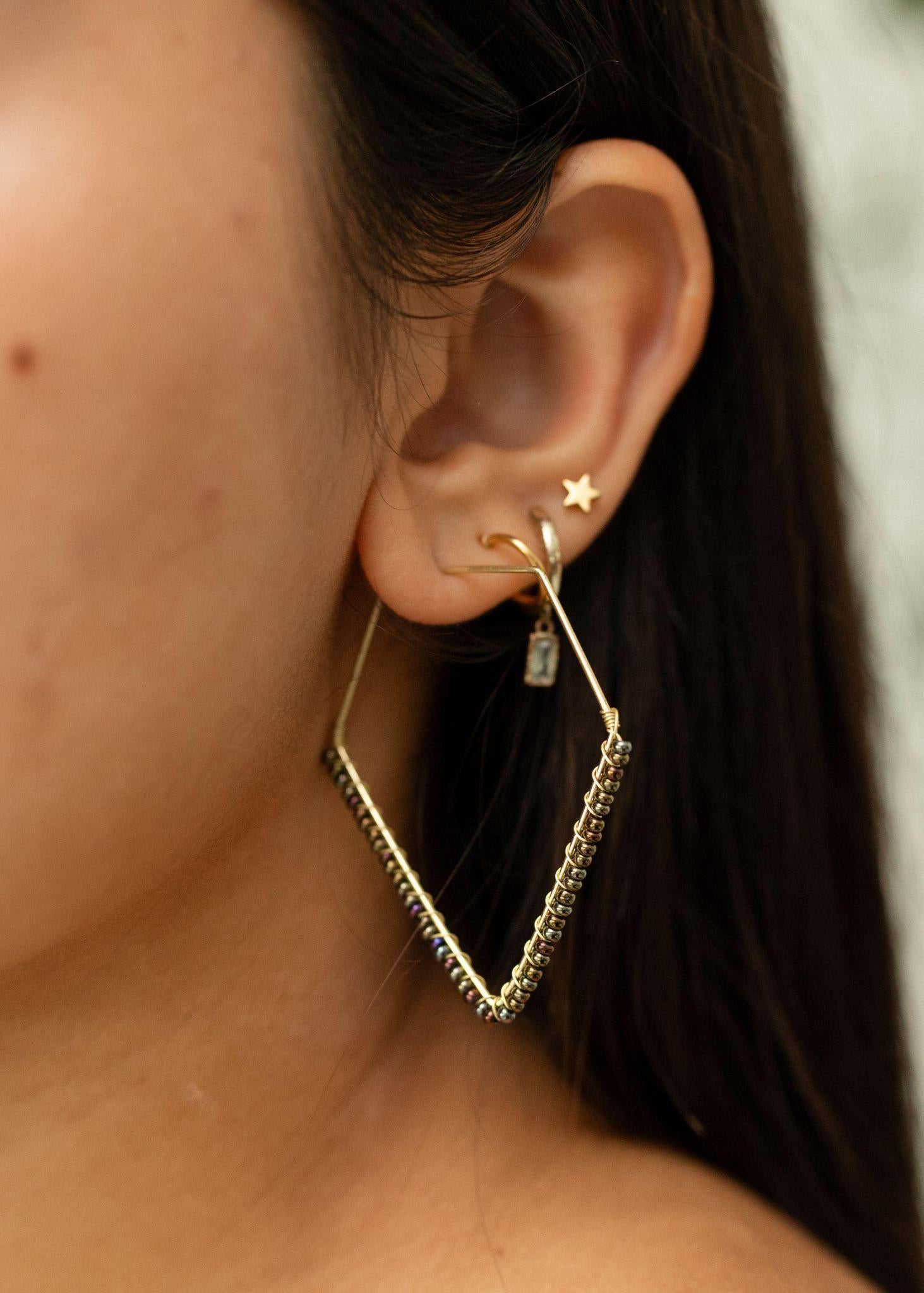Simple Geometric Beaded Glass Earrings