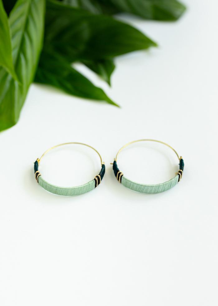 Blue Threaded Brass Hoops