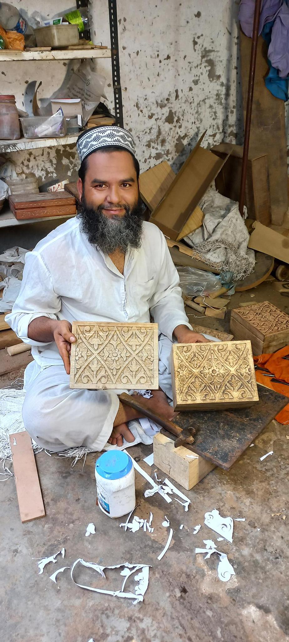 Hand-carved Mango Wood Jewelry Box