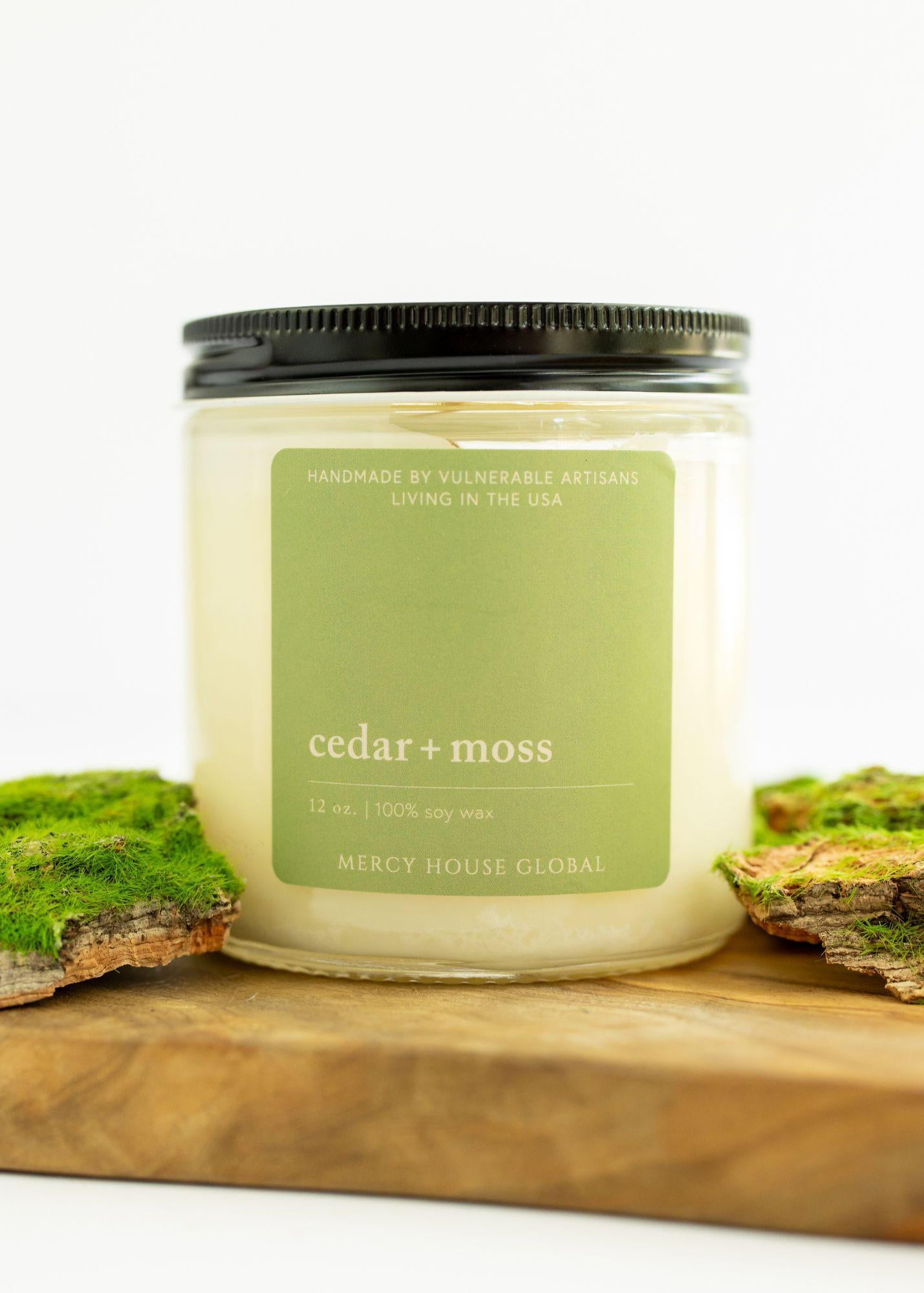 Cedar + Moss Candle | 12 oz. Glass Jar - Mercy House Global