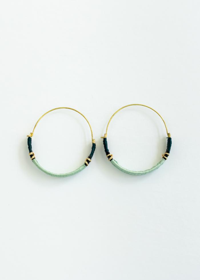 Blue Threaded Brass Hoops
