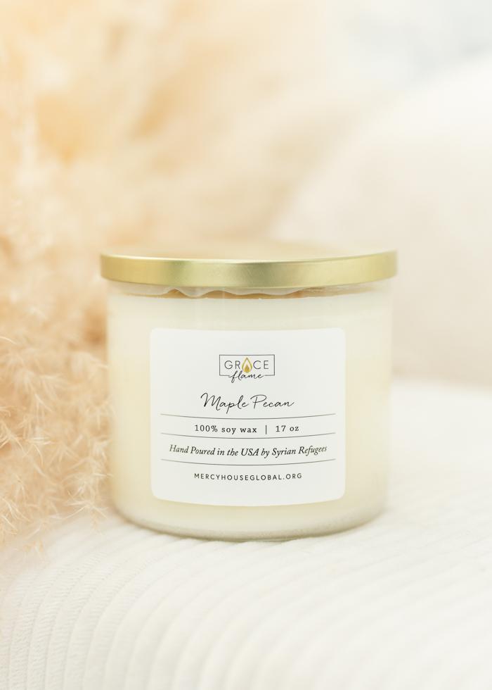 Maple Pecan Candle | 17 oz Grace Flame - Mercy House Global