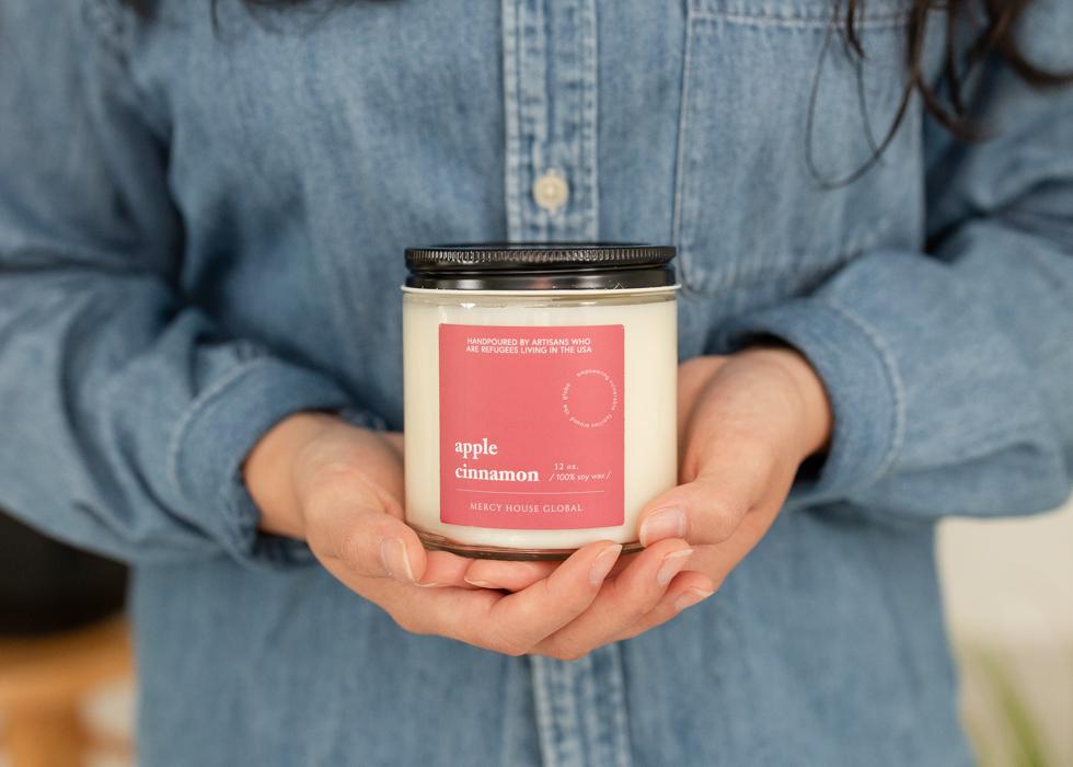 Apple Cinnamon Candle | 12 oz Glass Jar - Mercy House Global