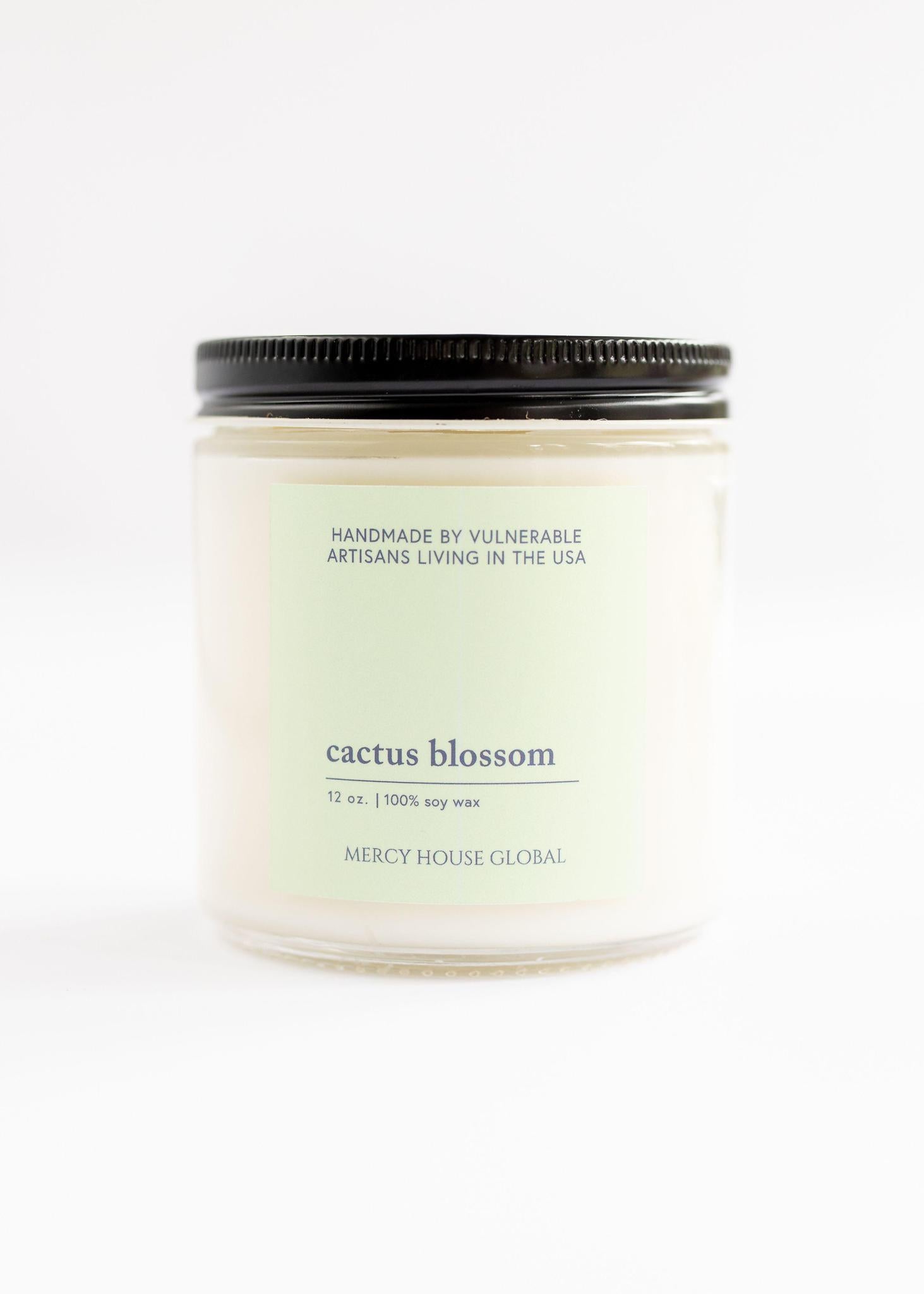 Cactus Blossom Candle | 12 oz Glass Jar - Mercy House Global