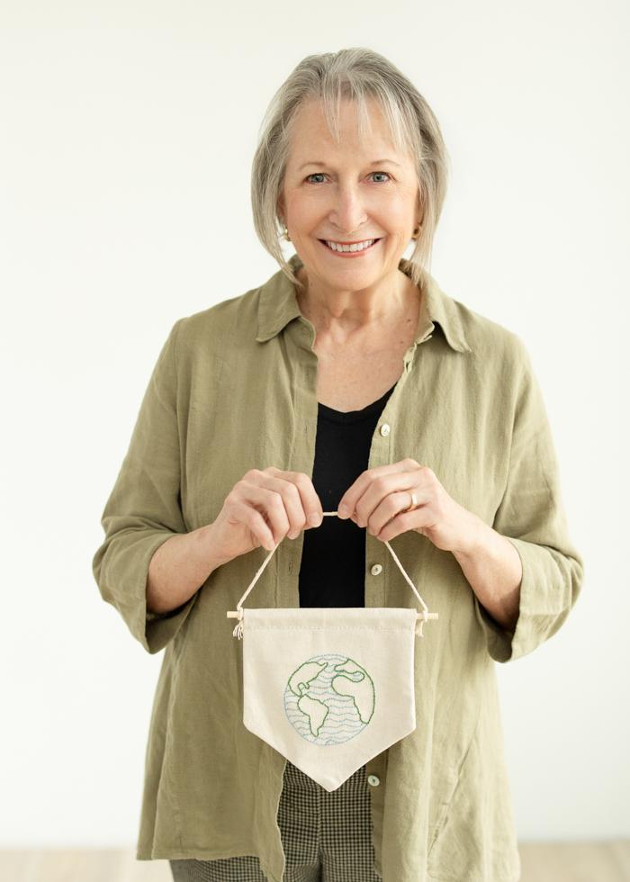 Hand-Embroidered Globe Pennant - Mercy House Global