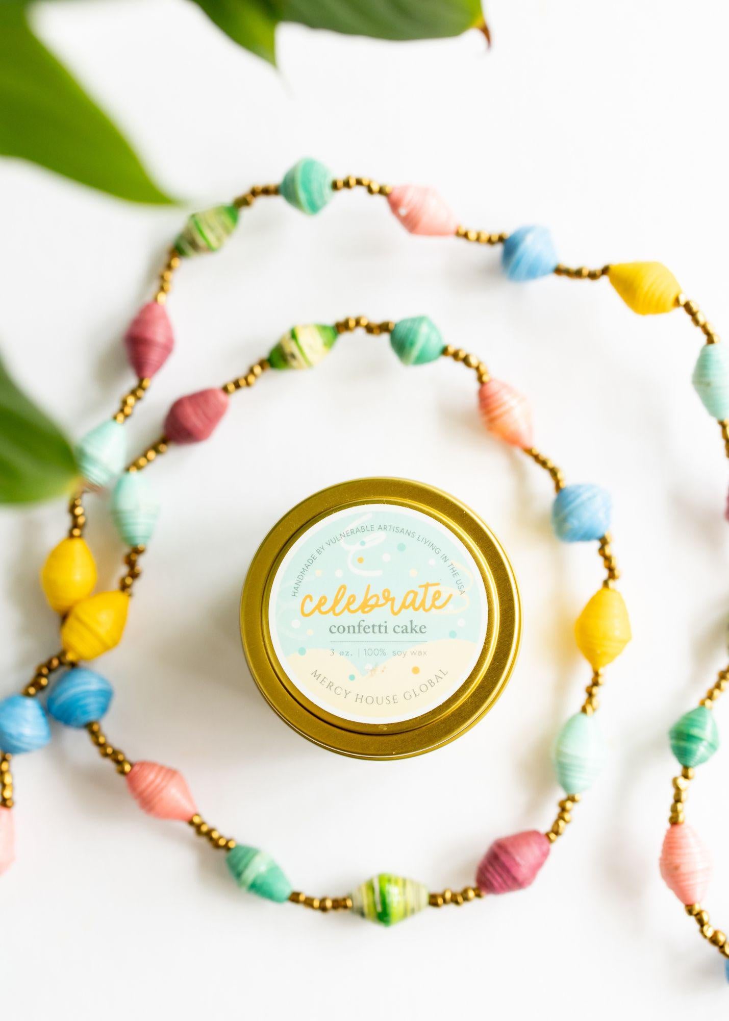 Celebrate Candle with Sprinkles | 3 oz Tin - Mercy House Global