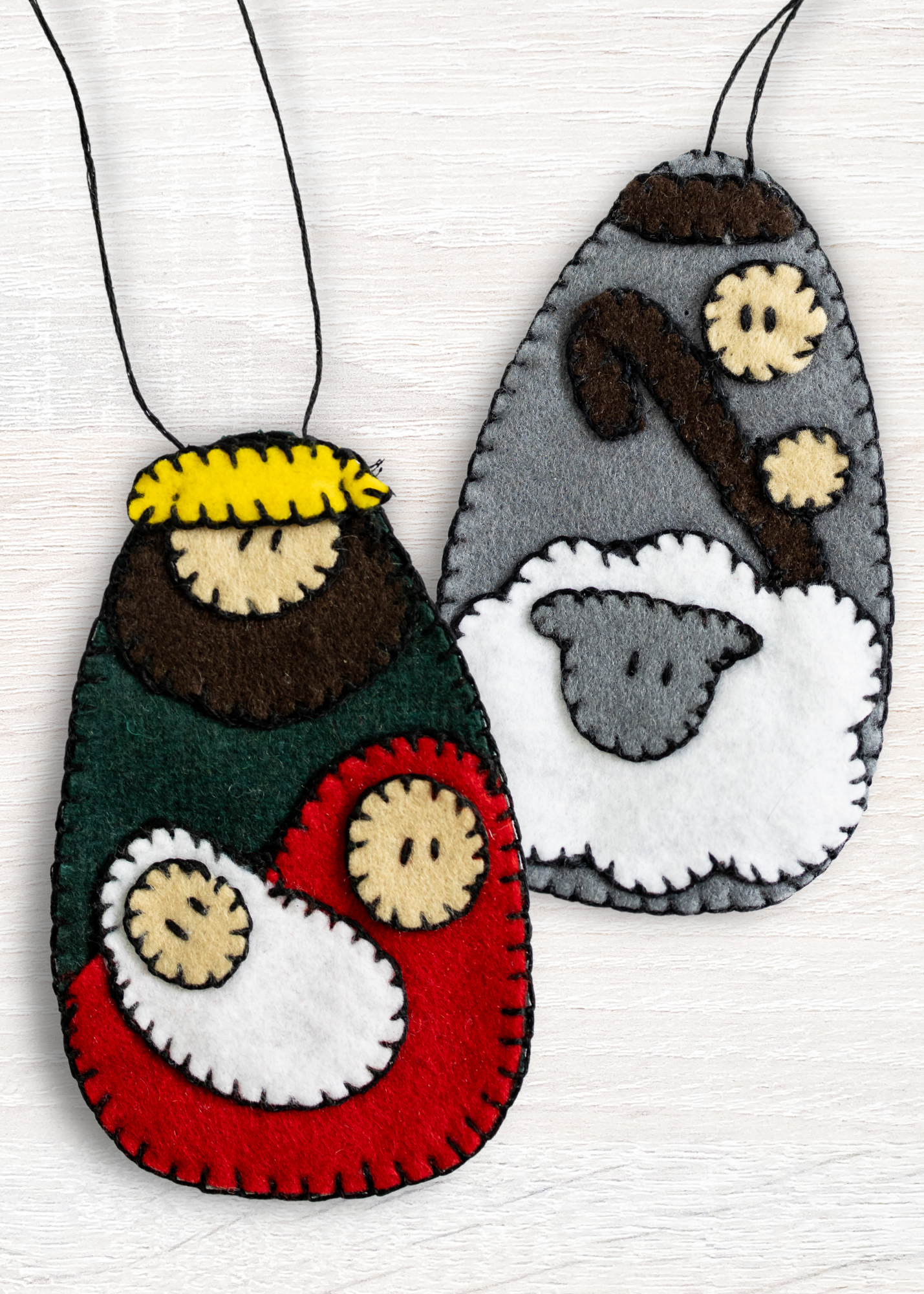 Felt Nativity Ornaments | Set of 2