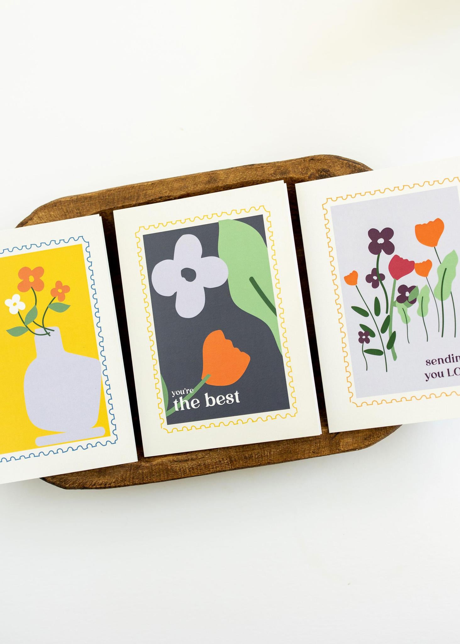 Floral Stamps | Set of 3 Greeting Cards