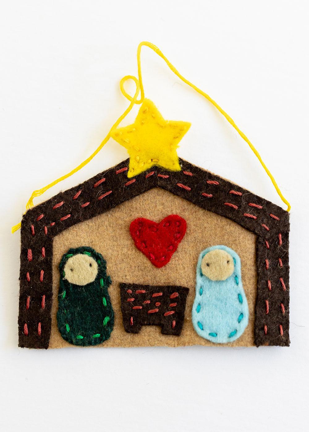 Hand-Stitched Felt Nativity Ornament