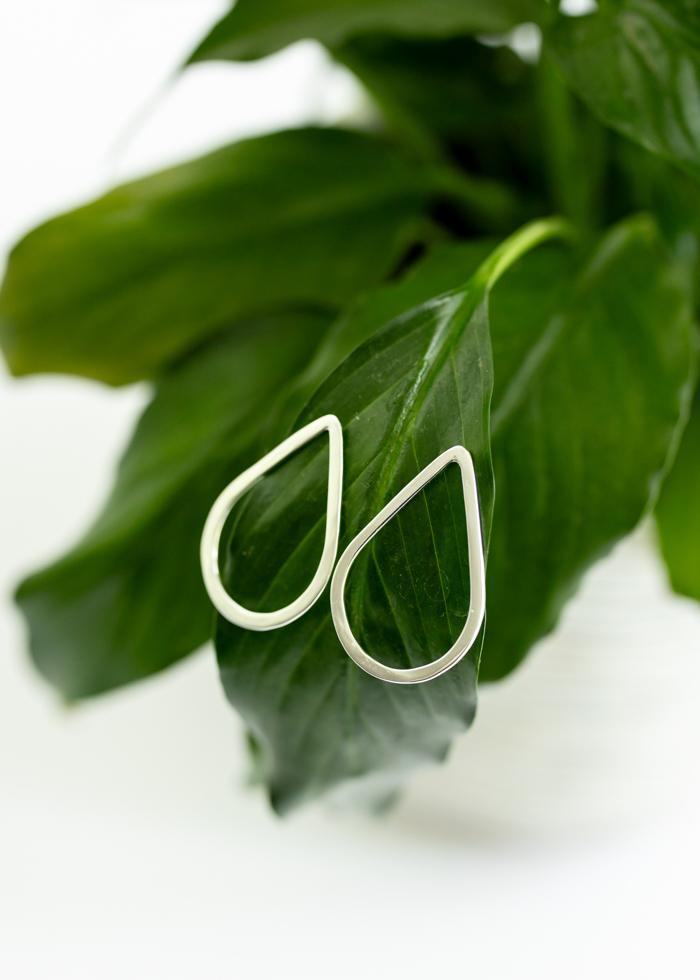 Teardrop Stud Earrings | Silver