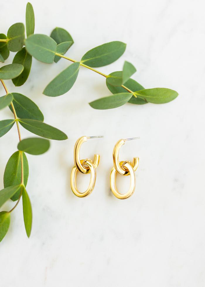 Oval Link Earrings | Gold