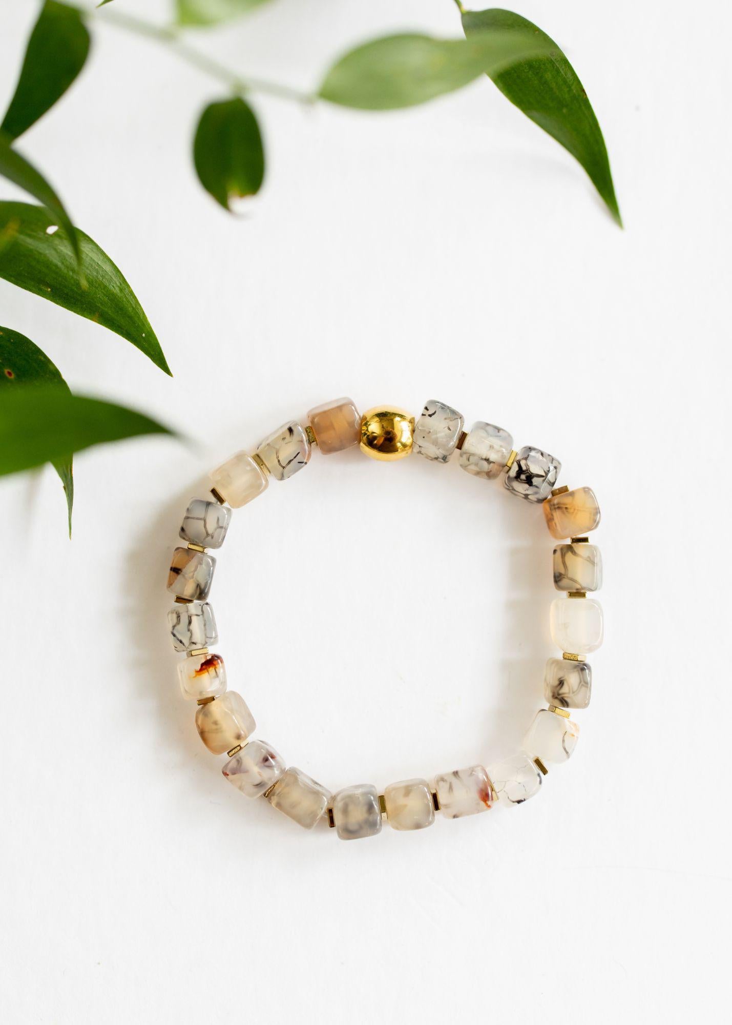 Hematite + Agate Beaded Bracelet