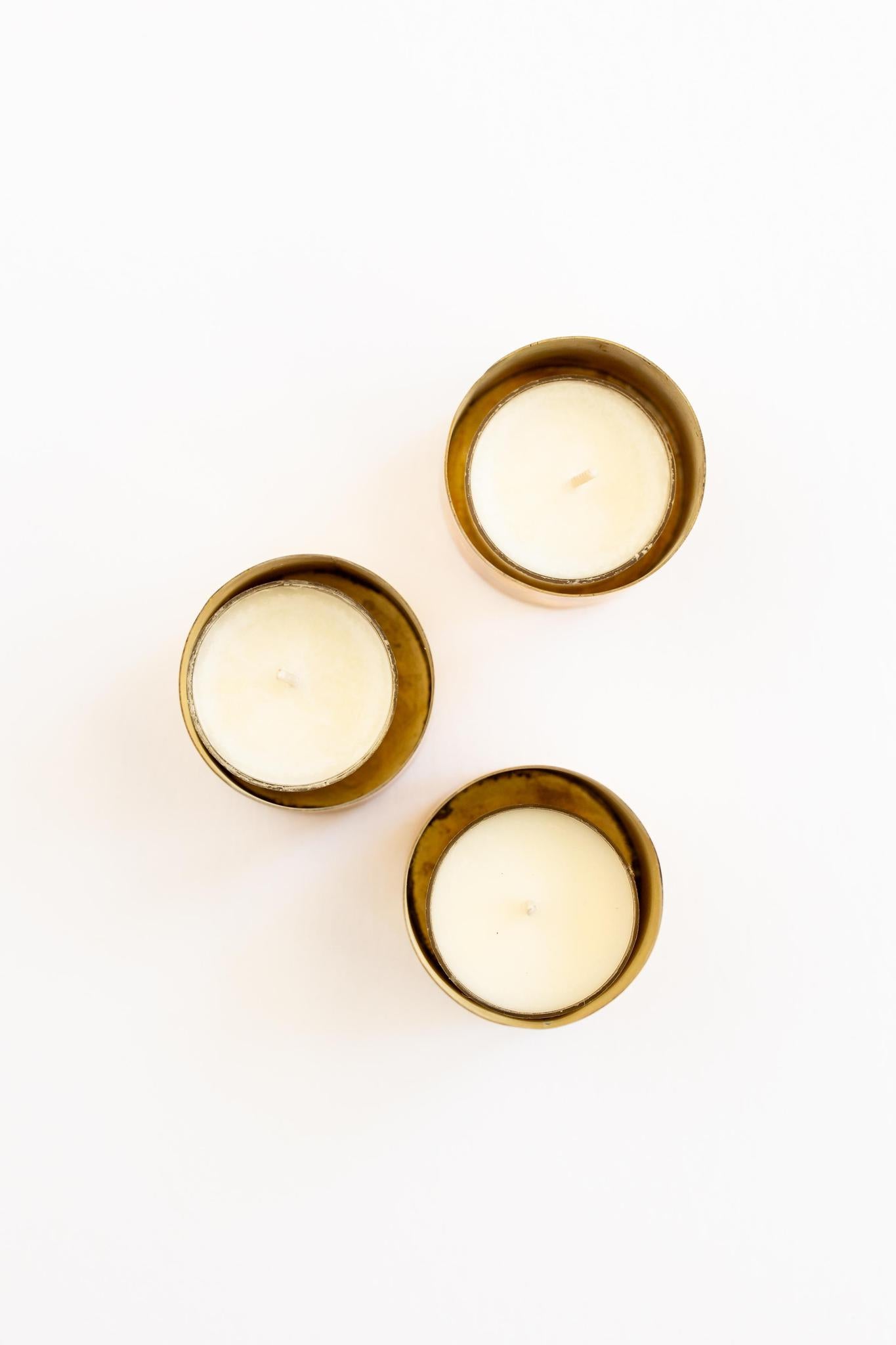 Brass Tea Light Holders + FREE Juniper Tea Lights