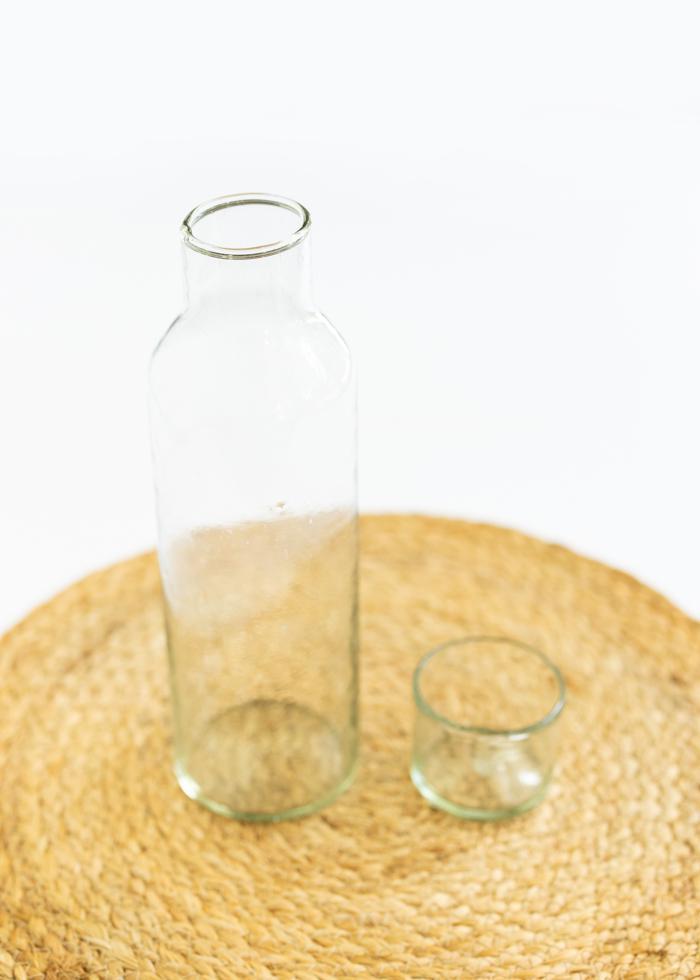 Hand Blown Glass Water Carafe + Cup
