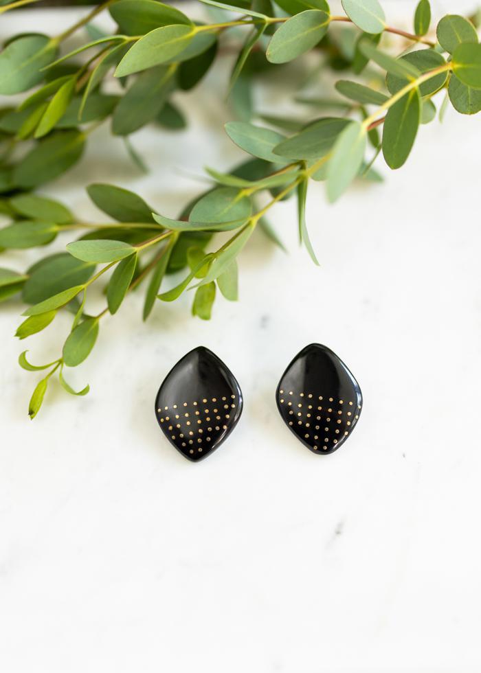 Brass Inlaid Horn Earrings