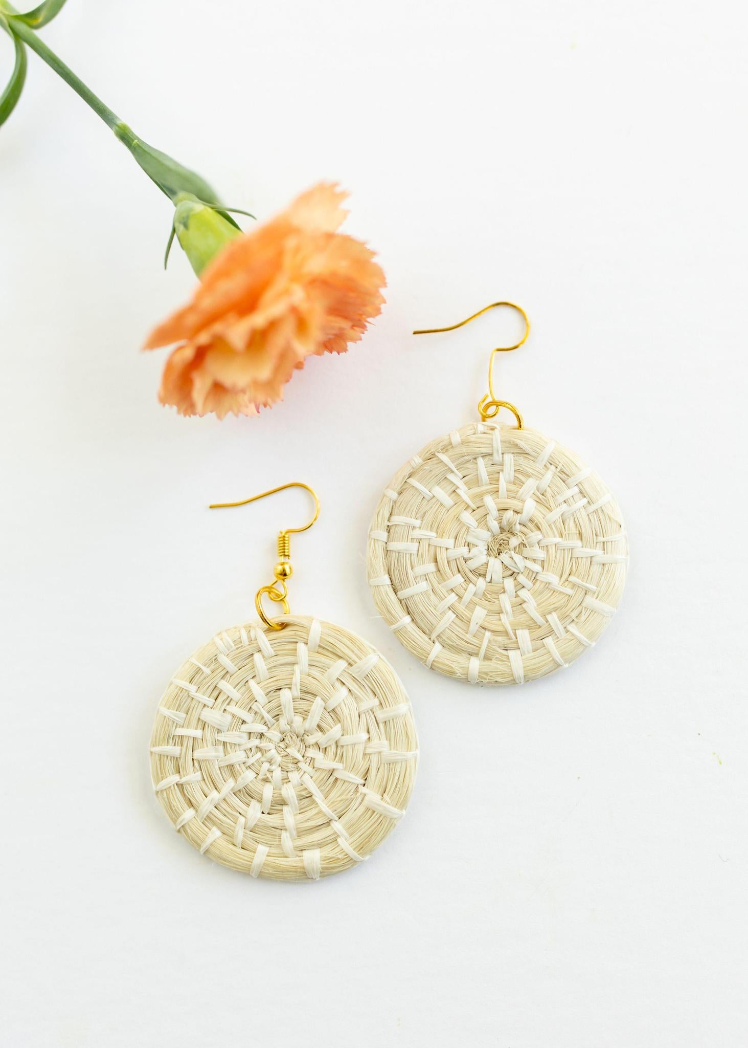 Natural Woven Basket Earrings