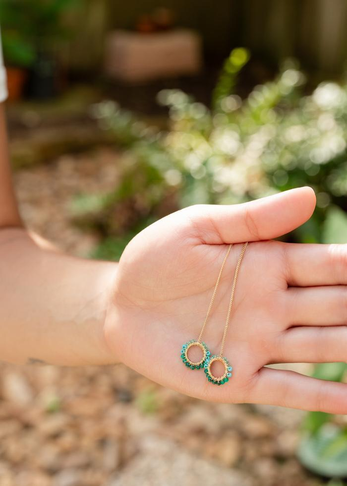 Teal Drop Threader Earrings - Mercy House Global