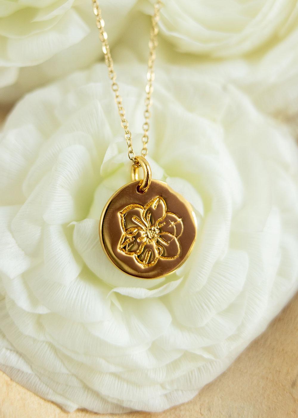 Birth Flower Necklace | Gold