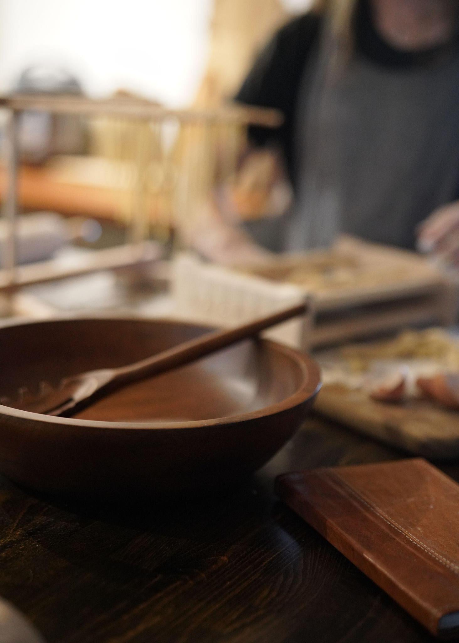 Wooden Pasta Serving Bowl + Spoon