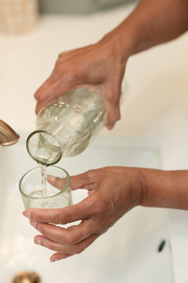 Hand Blown Glass Water Carafe + Cup