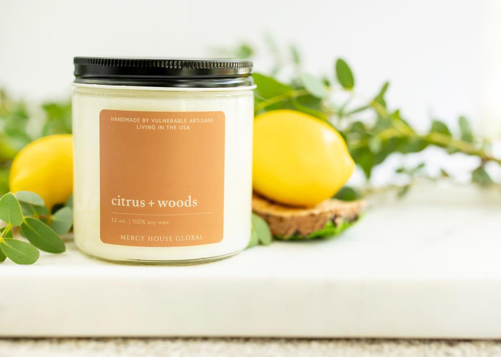 Citrus + Woods Candle | 12 oz. Glass Jar